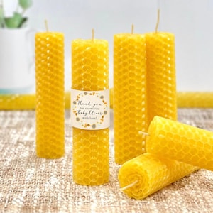 100% Pure Beeswax Candles - Bee Themed Baby Shower Favors, What Will Party Honey Gift for Guests in Bulk Wedding Bridal Shower First Bee Day