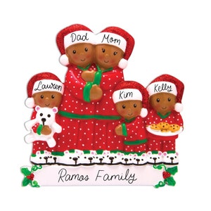 African American Ornament - Couple, Family of 3, 4, 5 People Christmas ...