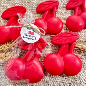 Big Cherry SOAP Party Favors - 1st First Sweet One Birthday Bridal Shower Baby Decoration Fruit Cherry On Top Theme Adult Teen Kid Gift