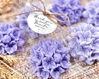 Hydrangea Soap Favors - Baby Shower Girl Gifts, Bridal Purple I Do Bride Crew Wedding Flower Luncheon Birthday Decor for Guest in Bulk Party