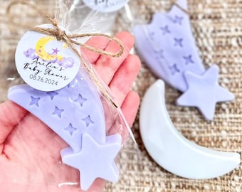 Moon & Star Soaps - Over the Moon Baby Shower Favors, Twinkle Little Purple Gift for Guests in Bulk, Girl Boy Gender Reveal Decorations