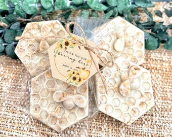 Honey Oatmeal Soaps - Scented Bee Baby Shower Favors, Queen Bee Bridal Shower Oat Decorations, Kids Mommy Birthday Gift for Guests in Bulk