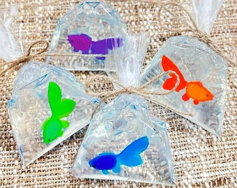 Fish in Bags SOAP Favors - Under the Sea Baby Shower Ocean Theme Birthday Gift for Guests in Bulk, Nautical Beach Pool Party Decorations