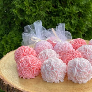 Rose Soap Favors - Bridal Shower Favors, Baby Shower Decorations Girl Bulk Soap Favors Guests Bridesmaid Wedding Gift Personalized Rose Gold