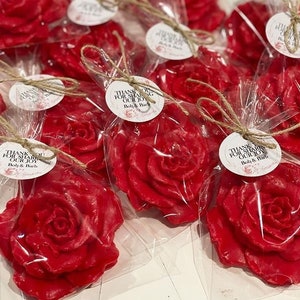 Red Rose Soap Favors -- Bridal Shower Favors, Baby Shower Decorations Girl, Rose Floral Wedding Favor for Guests in Bulk, Shower Favor Girl