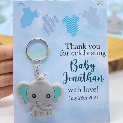 Elephant Baby Shower Favors Boy Elephant Keychain Favors Etsy