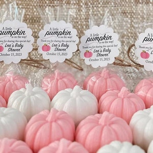 Mini Pink Pumpkin Soaps - Baby Shower Favors, Little Pumpkin Fall Decorations, Halloween Bridal Shower Wedding Party Gift for Guests in Bulk