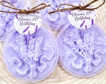 Lavender Soap Favors - Purple Bridal Baby Shower Wedding Bachelorette Birthday Party Decorations, Gift for Guests Bulk -- LAVENDER SCENTED -