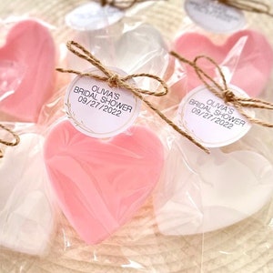 Heart Soap Favors - Baby Shower Favors, Bridal Shower Decorations, Baby Girl Shower Party Gift for Guests in Bulk Custom Personalized Favors