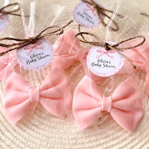 Pink Bow Soap Favors - Cute and Unique Girl Baby Shower Favors for Guests in Bulk, Baby Girl Gift Decorations Girl, Birthday Party Decor