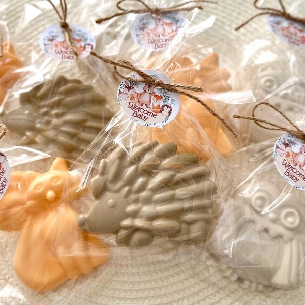 Woodland Animal Soaps - Baby Shower Favors, Boy Wild Woodland Decorations, Wild One Animals Birthday Gift Girl Frog Fox Elephant Party Favor