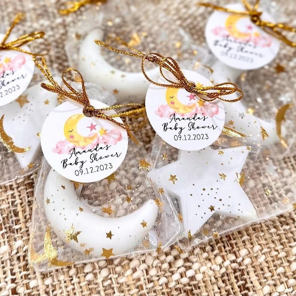 Moon and Stars Soap Favors - Baby Shower Twinkle Little Love You to the and Back Over Custom 1st Birthday Party Gender Reveal Decor Girl Boy