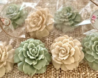 Sage Floral Soap Favors - Party Gift Green Baby Shower Bridal Decoration for Guest in Bulk Christening Baptism Birthday Boy Girl Anniversary