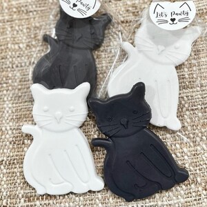 Cat Shaped SOAP Party Favors -- Cat Themed Items Birthday Decorations, Black and White Kitten, Kids Gift for Guests, Let's Pawty Lover Decor