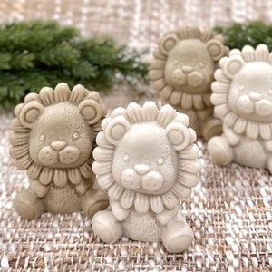 Lion Soap Favors - Safari Animal Baby Shower Boy Girl Decor, Wild One Kids 1st First Birthday Party Gift for Guests in Bulk Jungle Theme