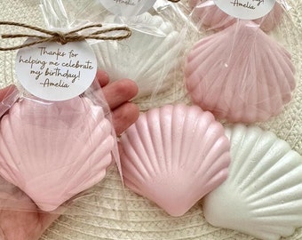Shiny Shell Soap Favors --- Ocean Under the Sea Mermaid Party Gift Favors, Birthday Party Favors Kids, Girl Baby Shower Decor Mermaid
