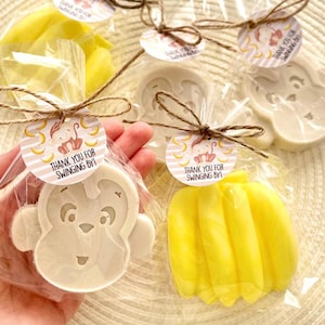 Monkey and Banana Soaps -- Baby Shower Party Favor, First Birthday Boy Girl Safari Gender Reveal Neutral Decoration Wild One Animals Gift