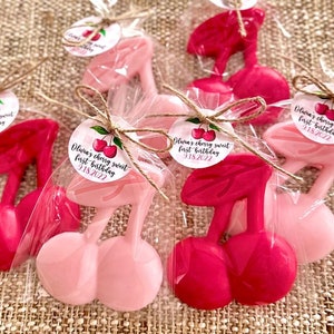 Big Cherry SOAP Party Favors - 1st First Sweet One Birthday Bridal Shower Baby Decoration Fruit Cherry On Top Theme Adult Teen Kid Gift