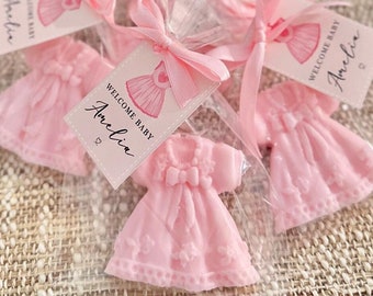 Baby Shower Soap Favors -- Girl Elegant Baby Dress Shaped Sprinkle Decoration Pink Babyshower Party Gift for Guests in Bulk Baptism Souvenir
