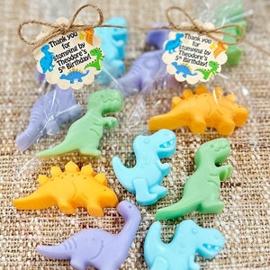 Dinosaur Soap Favors - Birthday Party Decorations, Baby Shower Recuerdos, Girl Boy Dino Theme Gift for Guests in Bulk Goodie Bag Filler Idea