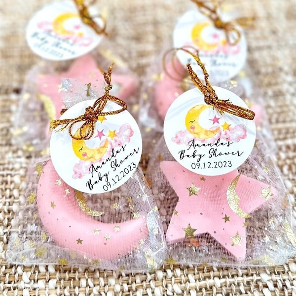 Moon and Stars Soap Favors -- Baby Shower Girl Over the Moon Wedding Twinkle Little Decor Love You to Back Birthday Party Boy Gender Reveal