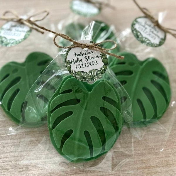 Jungle Leaf Soap Favors - Safari Baby Shower Decorations Greenery Leaves Girl Boy Gift for Guests in Bulk Wild One Theme Kids Birthday Party