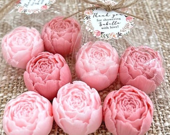 Peony Soap Favors - Baby Shower Girl in Bloom Bridal Wedding Decor Wild Flower Dusty Rose Blush Gold Theme Party Gift for Guests in Bulk