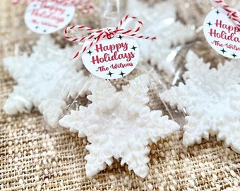 Elegant Snowflake Soap Favors - Holiday Christmas Party Gift for Guests in Bulk Office Coworker Event Red Winter Baby Shower Birthday Decor