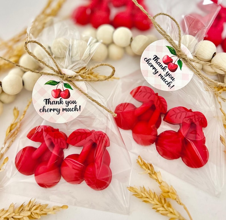 Cherry Soaps - Baby Shower Favors, Birthday Party Decor, She Is The Cherry On Top Bridal Bachelorette Wedding, Fruit Theme Bulk Guest Gifts image 2