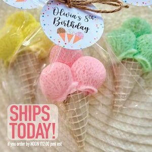 Ice Cream Shaped Soaps - Birthday Party Favors, Bridal Shower Decorations, She&#39;s Been Scooped Up Gift for Guests Pastel Pool Theme Kid Decor