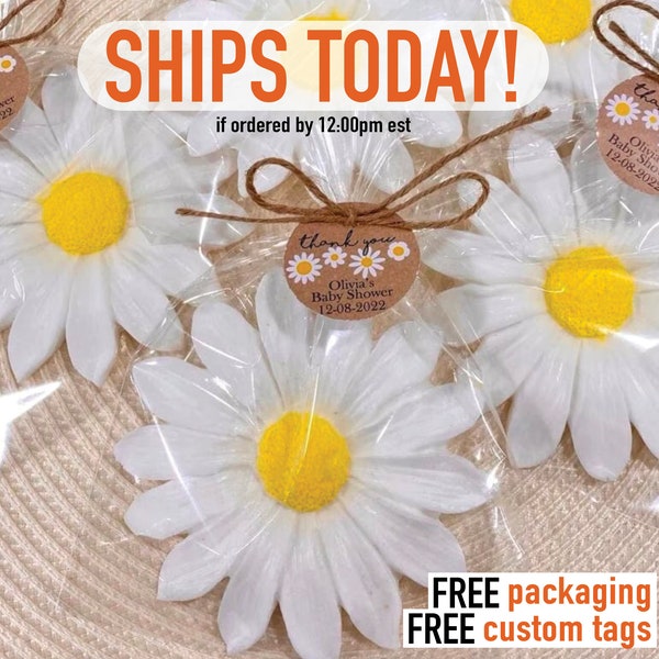 Big Daisy Soap Favors - Flower Bridal Shower Favors, Floral Daisy Birthday Party Decoration, Baby in Bloom Baby Shower Gift Daisy for Guests