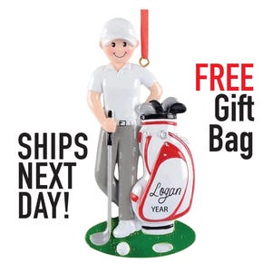 Golf Christmas Ornament - Golf Gifts for Men, 2025 Personalized Golfing Player Male, Custom Golfer Boy Man Ornament, Golf Stocking Stuffer