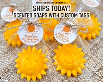 Sun Baby Shower Soaps - FRESH LEMON SCENT - Sunshine Favors, First Trip Birthday Party Gift