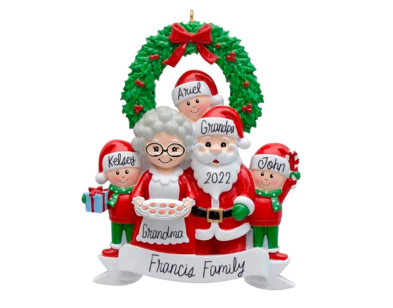 Grandkids Ornament - Grandma Grandpa Ornament, Personalized 2022 Christmas Ornament, Family Kids Holiday Personalized Gift, Grandmother 