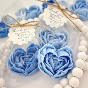 Elegant Blue Peony Soaps - Bridal Shower Party Favors, Baby Sprinkle Boy Decor, Wedding Dusty Something Blue Before I Do Bulk Guest Gifts