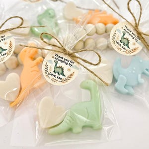 Jabones de dinosaurio estilo boho - 2 jabones por bolsa - Regalo ideal para cumpleaños, baby shower o fiestas temáticas de dinosaurios.
