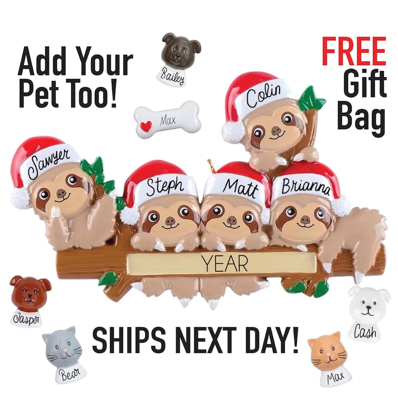 Sloth Xmas Ornaments - Etsy