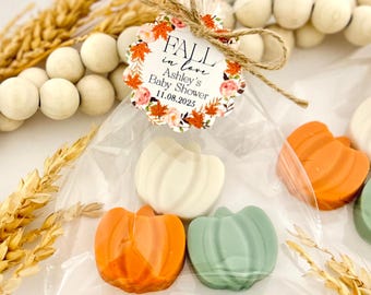 Pumpkin Fall Soap Favors - Baby Shower Bridal Wedding Party Gifts - (3 Mini Soaps/Bag)