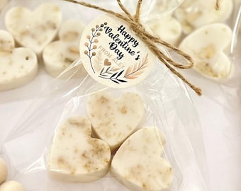 Mini Honey Oatmeal Heart Soaps Gifts - Valentine's Day Party Favors, Galentine Coworker Office