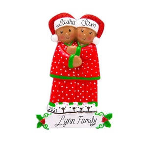 African American Ornament - Couple, Family of 3, 4, 5 People Christmas ...