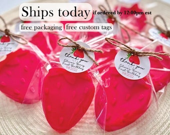 Jabón de fresa grande para fiestas: recuerdos para primer cumpleaños con frutos rojos, decoraciones para baby shower con frutos rojos, decoración con frutos rojos para fiestas infantiles de verano.