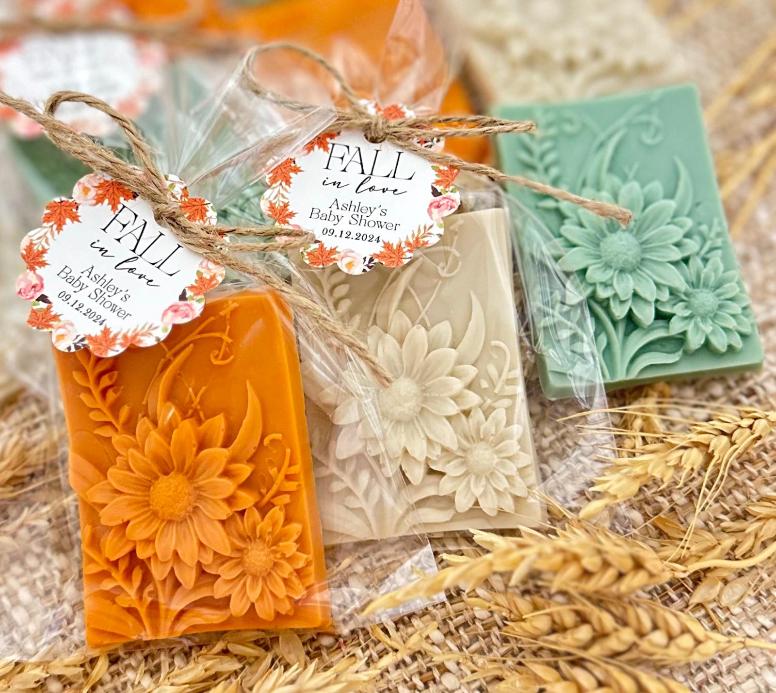 Wildflower Soap Favors - Fall Autumn Bridal Shower Decor, Baby Party Guest Gifts Bulk, Pumpkin Wedding Theme, Thanksgiving Halloween Ideas