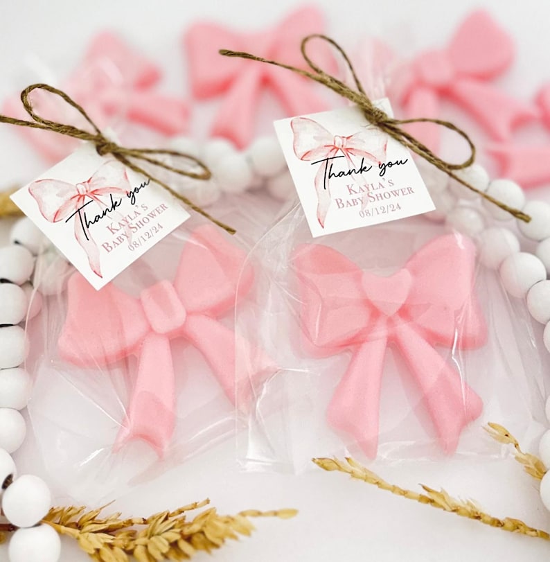 Bow Soap Favors - Pink Baby Shower Girl Party Decor, Bridal Birthday Bulk Guest Gifts bild 6