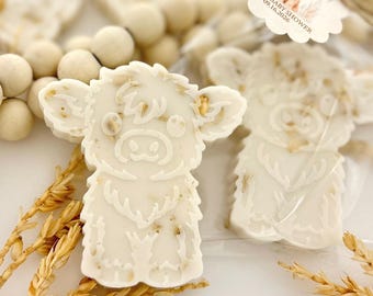 Oatmeal Cow Soap Favors - Highland Cow Baby Shower Party, Birthday Western Bulk Guest Gifts