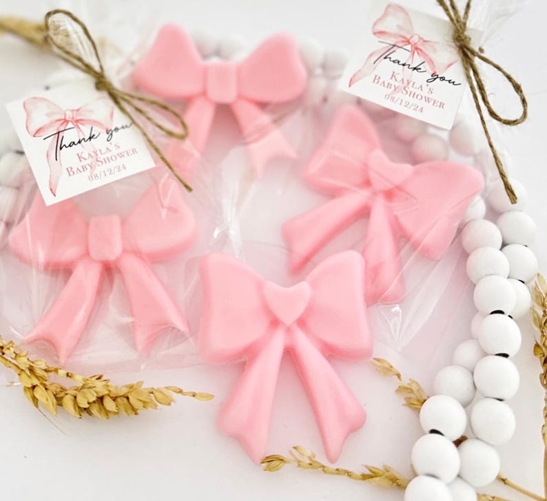 Bow Soap Favors - Pink Baby Shower Girl Party Decor, Bridal Birthday Bulk Guest Gifts bild 2