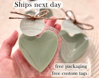 Sage Green Heart Soap Favors -- Wedding Bridal Shower Simple Minimal Eucalyptus Baby Party Gift Decoration Greenery Boho Rustic Bachelorette