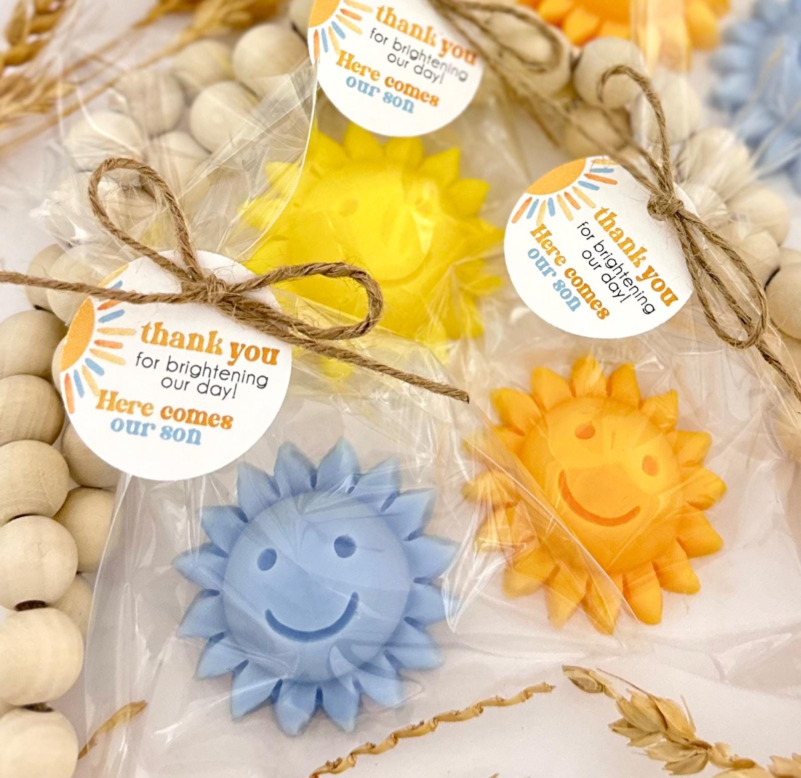 Sun Soap Favors - Son Baby Shower Party Decorations, Boho Blue Boy First Trip Gifts
