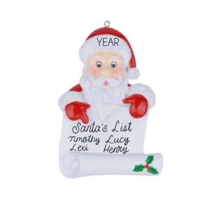 Santa&#39;s List Ornament - List Ornament 2025 -- Personalized