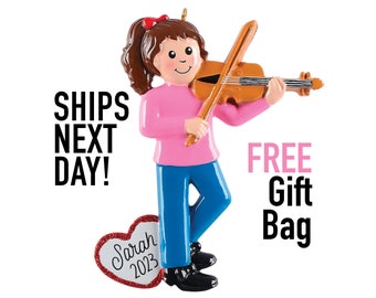 Violin Player Ornament - 2023 Violin Lover Recital Lesson Learning, Girl Boy Kids Personalized Grandkids Christmas Gift Stocking Stuffer
