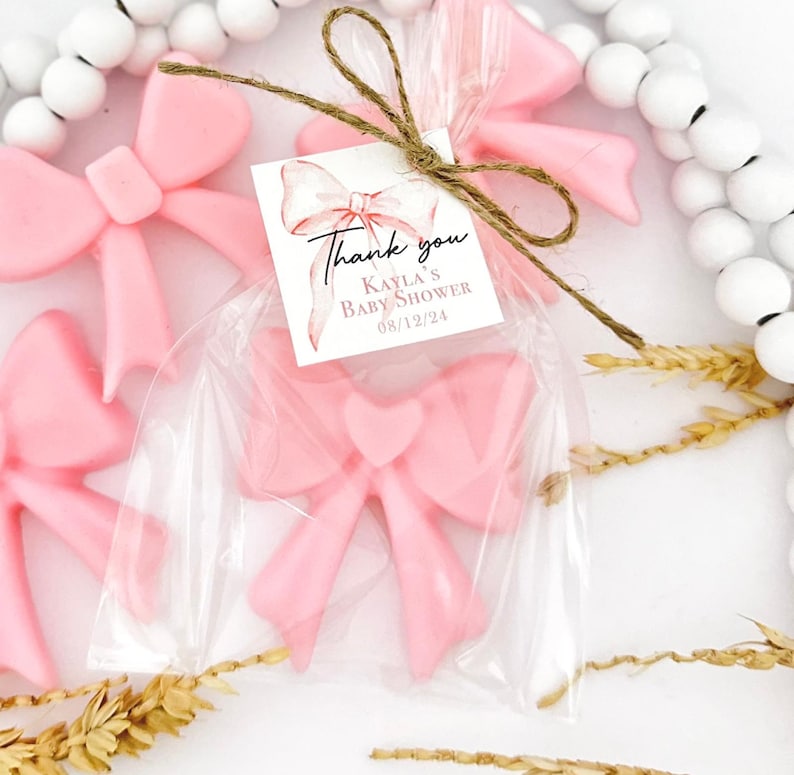 Bow Soap Favors - Pink Baby Shower Girl Party Decor, Bridal Birthday Bulk Guest Gifts bild 4